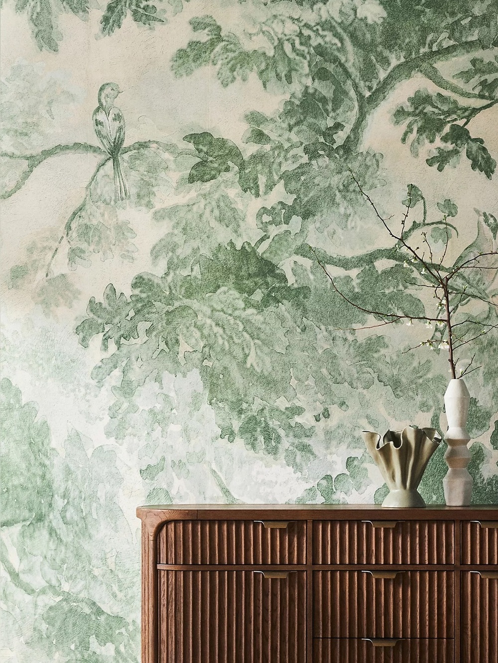Anthropologie Judarn Floral Mural wallpaper green